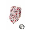 Smetanová bavlněná luxusní pánská slim kravata s květinami
