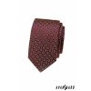 Hnědá lesklá luxusní pánská slim kravata se vzorem