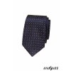Tmavě hnědá luxusní pánská slim kravata s modrým vzorkem