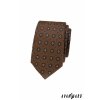 Hnědá luxusní pánská slim kravata s kostkovaným vzorem