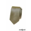 Žlutá proužkovaná pánská slim kravata s šedými proužky