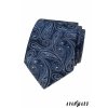Tmavě modrá luxusní pánská kravata se světle modrým vzorem