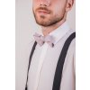 Světle pudrový pánský vázací motýlek s drobným vzorkem + kapesníček do saka