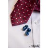 Vínová luxusní pánská kravata s modrým květovaným vzorem
