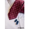 Vínová luxusní pánská slim kravata s modrými květinami
