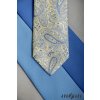 Žlutá luxusní pánská kravata s modrým vzorem