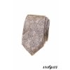 Béžová luxusní pánská slim kravata s hnědým vzorem