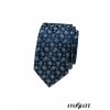 Tmavě modrá luxusní pánská slim kravata s květinkami