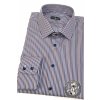 Hnědo-modrá bavlněná slim fit košile s pruhy 109-0168