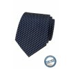 Tmavě modrá hedvábná kravata s bílým čtverečkovaným vzorem