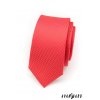 Červená luxusní SLIM kravata s jemnou mřížkou