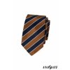 Modro-hnědá pruhovaná luxusní pánská slim kravata