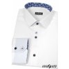 Bílá pánská slim fit košile s květovanou vnitřní stranou límečku a manžet