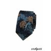Tmavě modrá luxusní pánská slim kravata s květinami