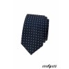 Velmi tmavě modrá luxusní pánská slim kravata s bílým vzorkem