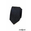 Tmavě modrá luxusní pánská slim kravata s hnědým přerušovaným vzorkem