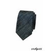 Tmavě modrá luxusní pánská slim kravata se žíhaným vzorem