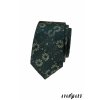 Tmavě zelená luxusní pánská slim kravata se světlými květy