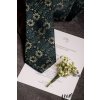 Tmavě zelená luxusní pánská slim kravata se světlými květy