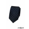 Tmavě modrá luxusní pánská slim kravata s mřížkou stejné barvy