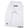 Bílá pánská košile s krytou légou a dlouhými rukávy na manžetové knoflíčky 516-111