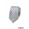 Světle šedá luxusní pánská slim kravata s kárem a barevnými detaily