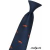 Tmavě modrá dětská kravata na gumičku se vzorem – liška