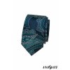 Modrá luxusní pánská slim kravata s tyrkysovým vzorem