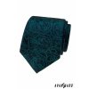 Tmavě modrá luxusní pánská kravata s výrazně tyrkysovým vzorem