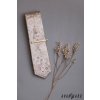 Béžová lesklá luxusní pánská slim kravata s květy