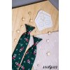 Zelená bavlněná dětská kravata na gumičku s pejsky ve vánočních punčochách (44 cm)