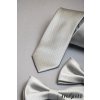 Světle šedá luxusní pánská slim kravata s tečkami