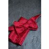 Červený vázací pánský motýlek se vzorem Paisley + kapesníček do saka