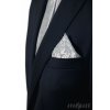 Stříbrná luxusní pánská kravata s modrým vzorem + kapesníček do saka