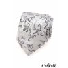 Velmi světle šedá luxusní pánská kravata se vzorem + kapesníček do saka