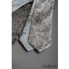 Velmi světle šedá luxusní pánská kravata se vzorem + kapesníček do saka