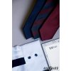 Modrá luxusní pánská slim kravata s vínovými pruhy