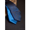 Tmavě modrá luxusní pánská kravata s hnědým vzorem Paisley