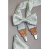 Šalvějově zelený pánský motýlek (vzor Paisley) + kapesníček do saka
