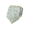 Světle zelená lesklejší luxusní pánská kravata s květy