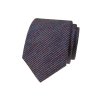 Modrá luxusní pánská kravata s červeným vzorkem