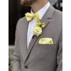 Žlutý matnější pánský motýlek + kapesníček do saka
