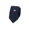 Tmavě modrá luxusní pánská slim kravata – Česká vlajka