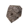 Hnědá luxusní pánská kravata s béžovým vzorem Paisley