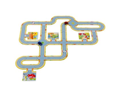 Puzzle podlahové - Silnice pro autíčka + 2 auta, Goki