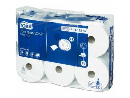 Tork Toaletní papír SmartOne, 2vrstvý, bílý, 1 150 útržků, 6rolí/kt, 472242, 64 balení