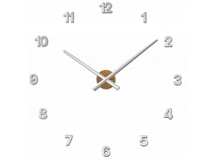 VLAHA Dubové nalepovací hodiny MINIMAL vyrobené v Čechách - stříbrné ⌀84cm