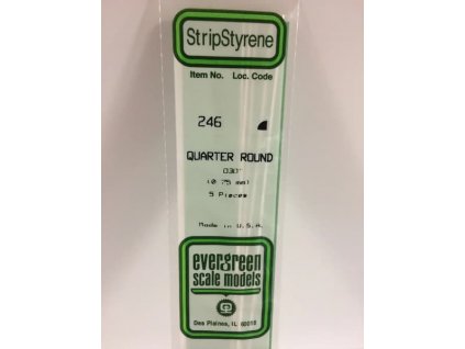 EVERGREEN 246 - 250 | Tyč čtvrtkruhového průřezu, délka 350mm