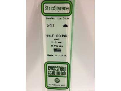 EVERGREEN 240 - 244 | Tyč půlkruhového průřezu, délka 350mm