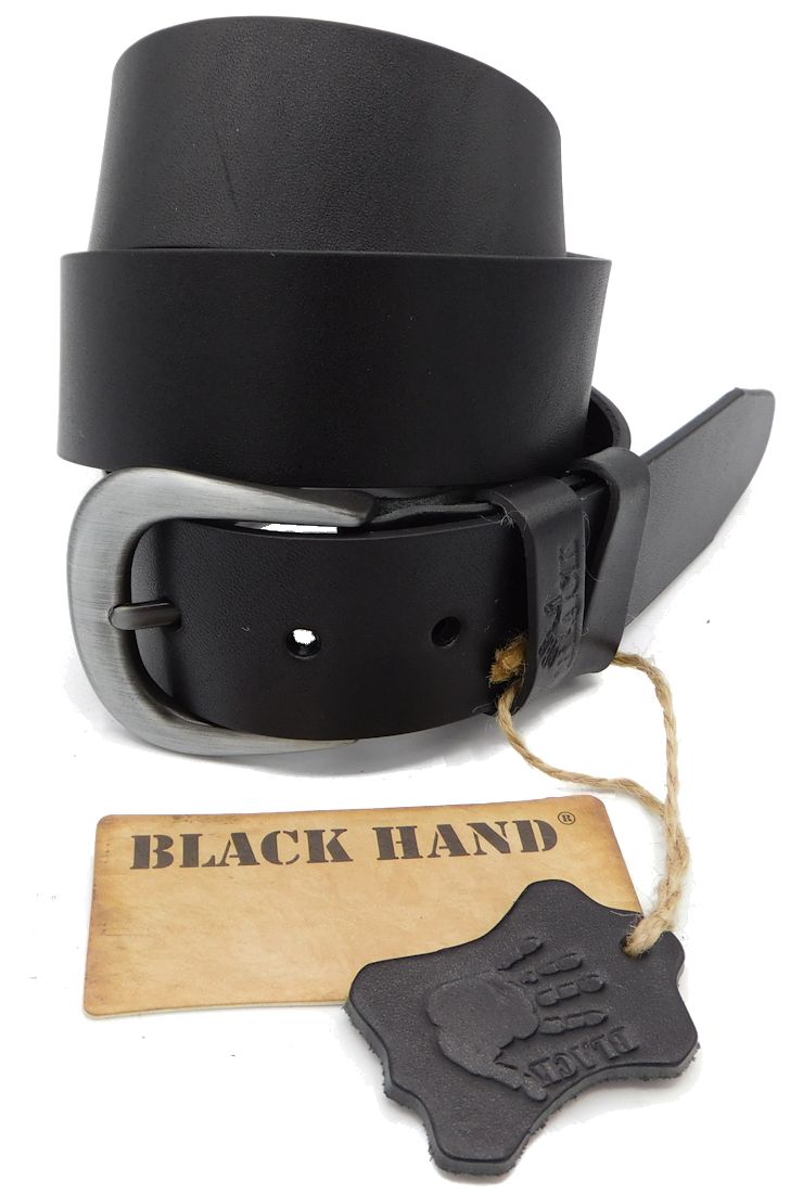 Černý kožený pásek Black Hand 001-98 Délka: 100 cm